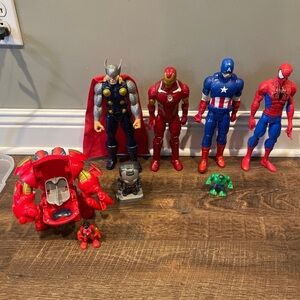Marvel Superhero Action Figure Collection - Red, Blue, and Silver
